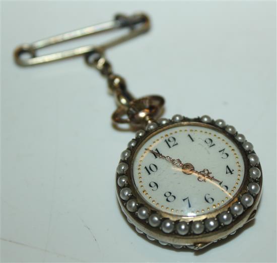 Silver and enamel fob watch